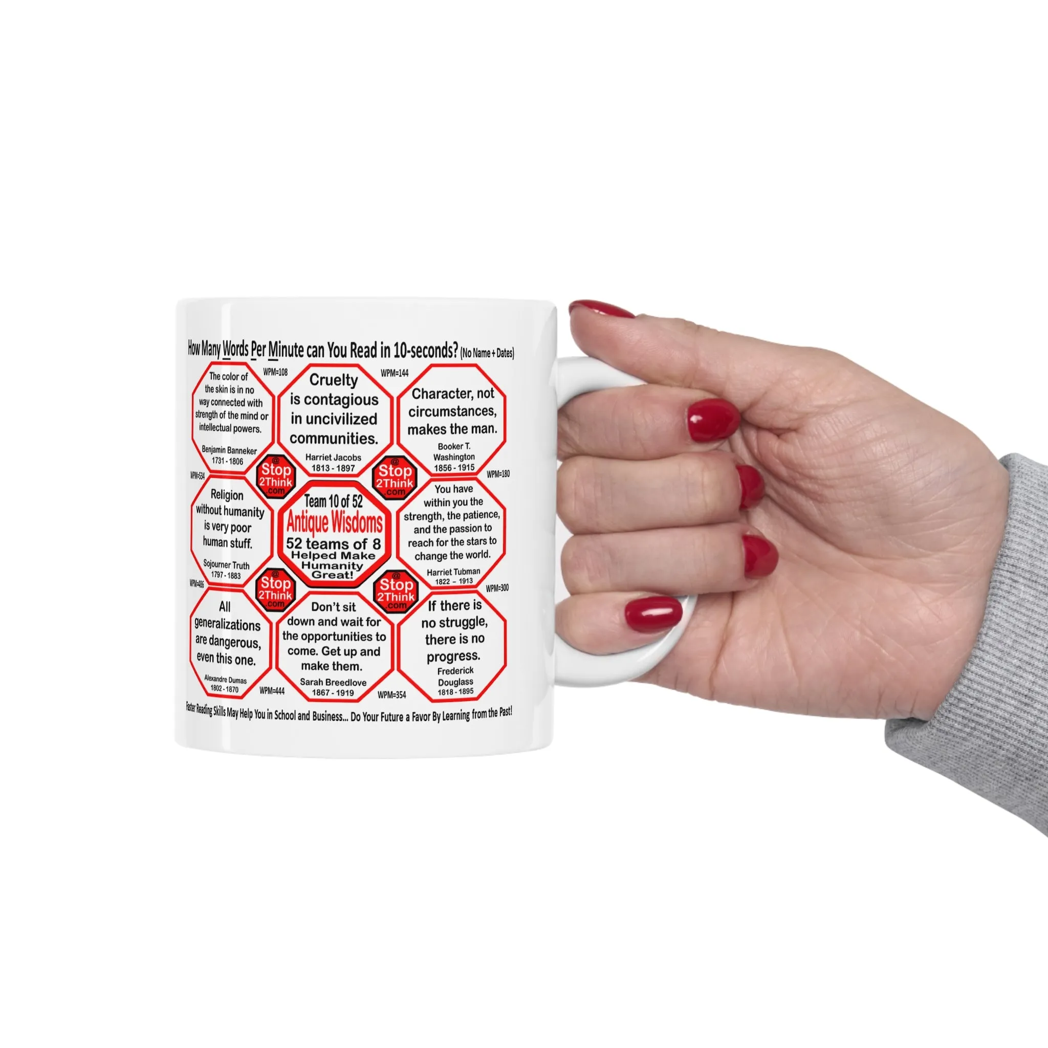 Teams 9 10 of 52... How Fast Can You Read Mug Wisdoms? - Drink Wisely at Stop2Think.com