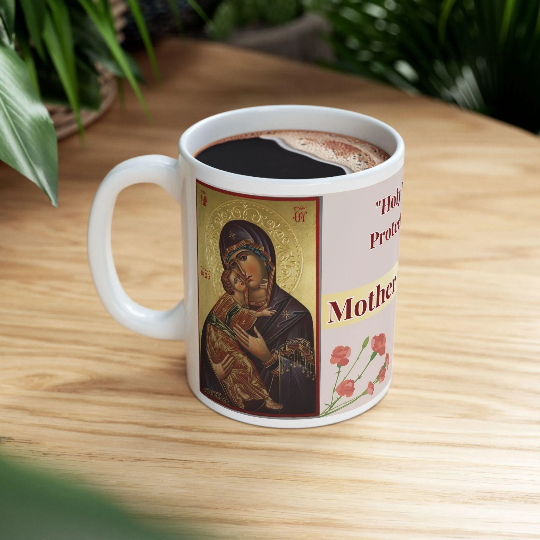 Traditional St. Theotokos Mug - Orthodox Christian Ceramic Mug