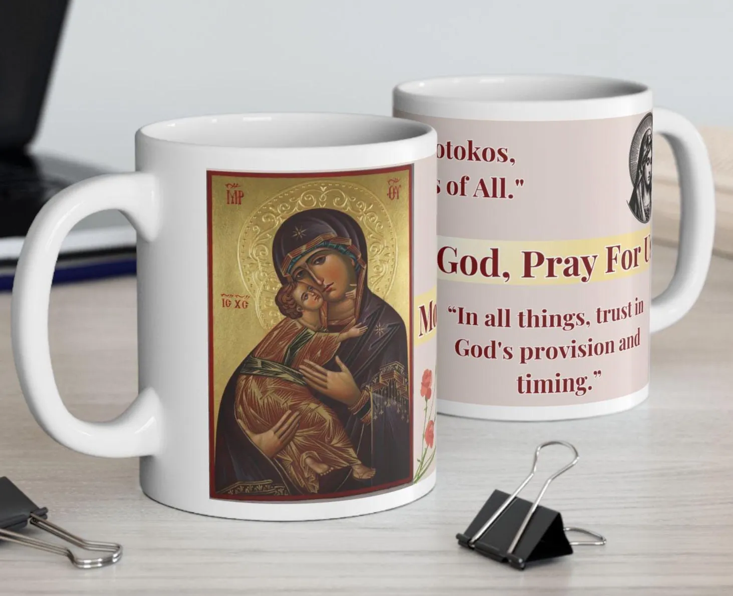 Traditional St. Theotokos Mug - Orthodox Christian Ceramic Mug