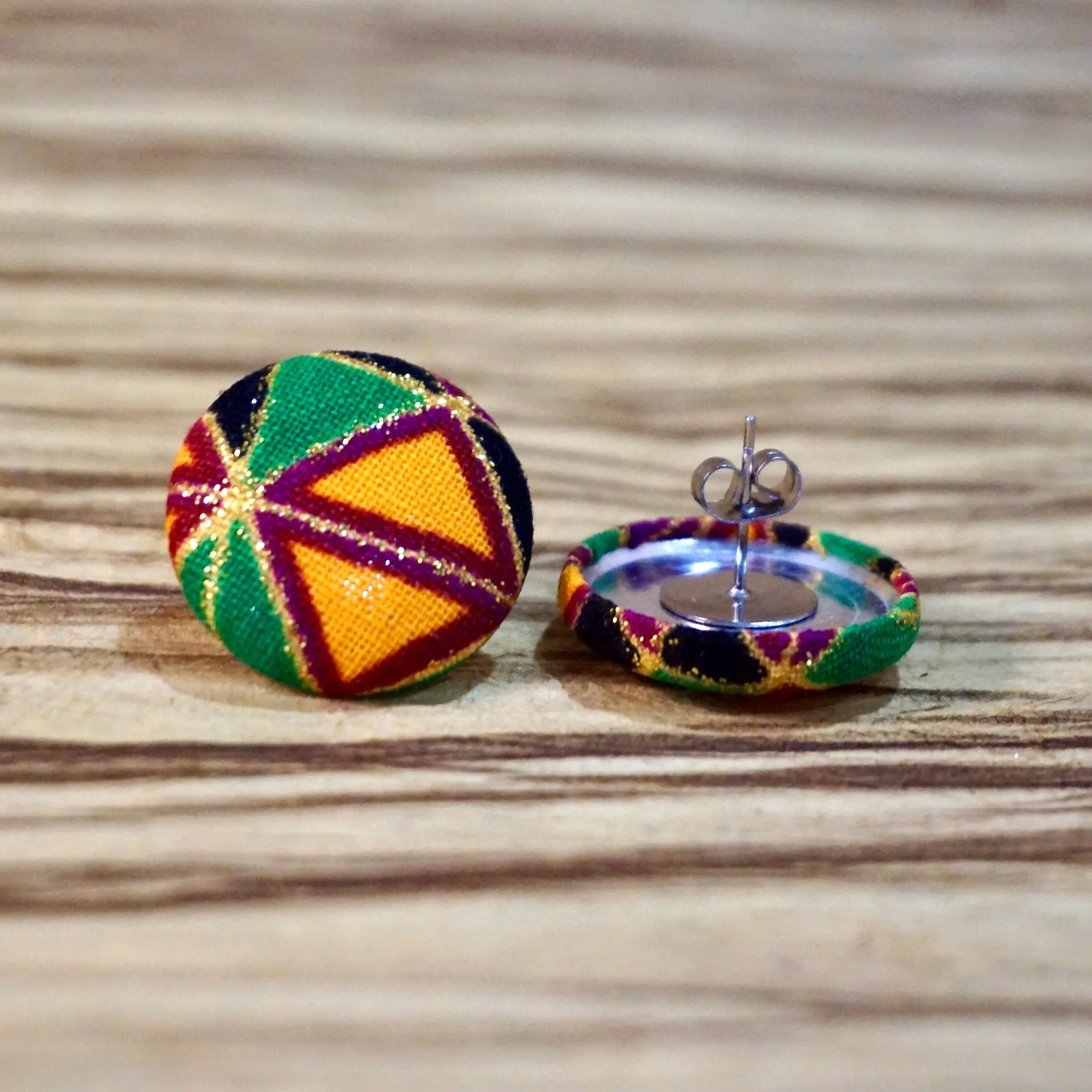 Ushasi Ankara Fabric Stud Earrings