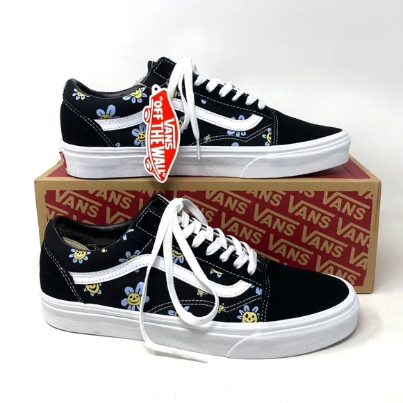 VANS Old Skool Low Top Black Floral Suede Canvas Men’s Size Sneakers VN0A5JMIY23