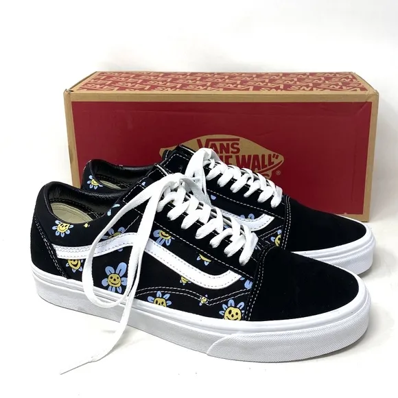 VANS Old Skool Low Top Black Floral Suede Canvas Men’s Size Sneakers VN0A5JMIY23