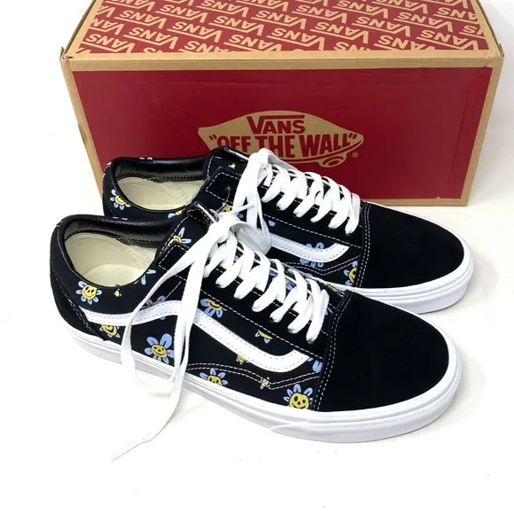 VANS Old Skool Low Top Black Floral Suede Canvas Men’s Size Sneakers VN0A5JMIY23