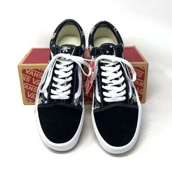 VANS Old Skool Low Top Black Floral Suede Canvas Men’s Size Sneakers VN0A5JMIY23