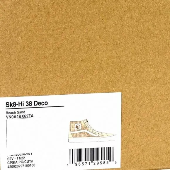 VANS Sk8-Hi 38 Decon Shoe Sand Canvas Men's VN0A4BX62ZA Skate Sneakers Size