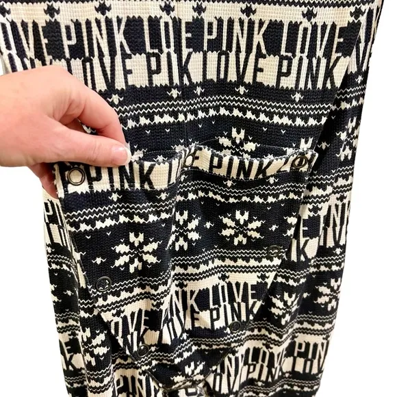 Vintage NWT 2014 PINK Victoria’s Secret Thermal Fair Isle Long Janes Onesie …