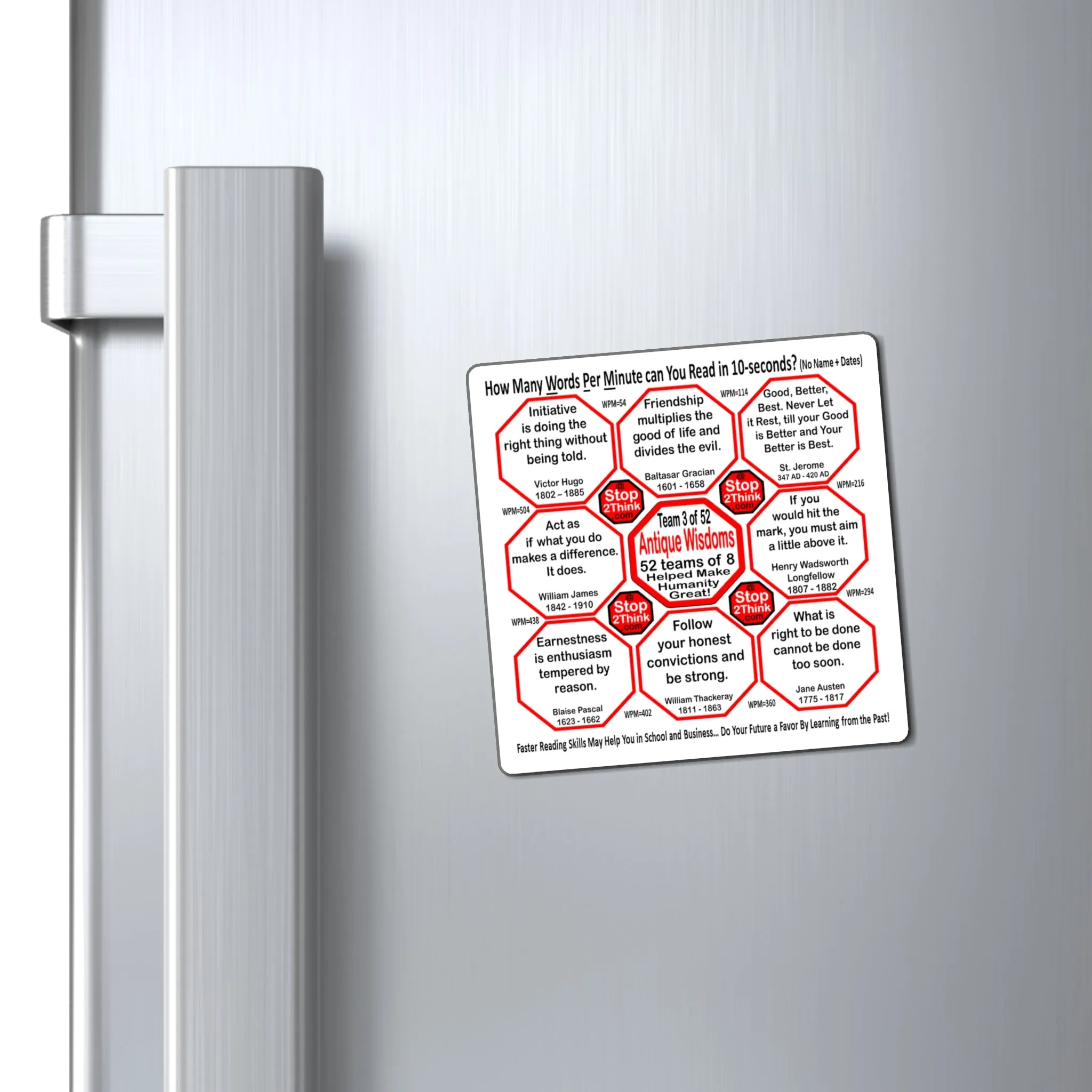 Week/Team 3 of 52 How Fast Can You Read Magnetic Wisdoms Stick Around @Stop2Think.com