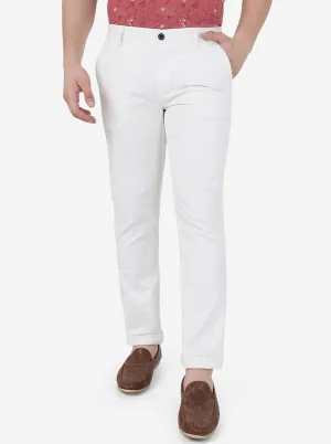 White Solid Uno Fit Casual Trouser | JadeBlue