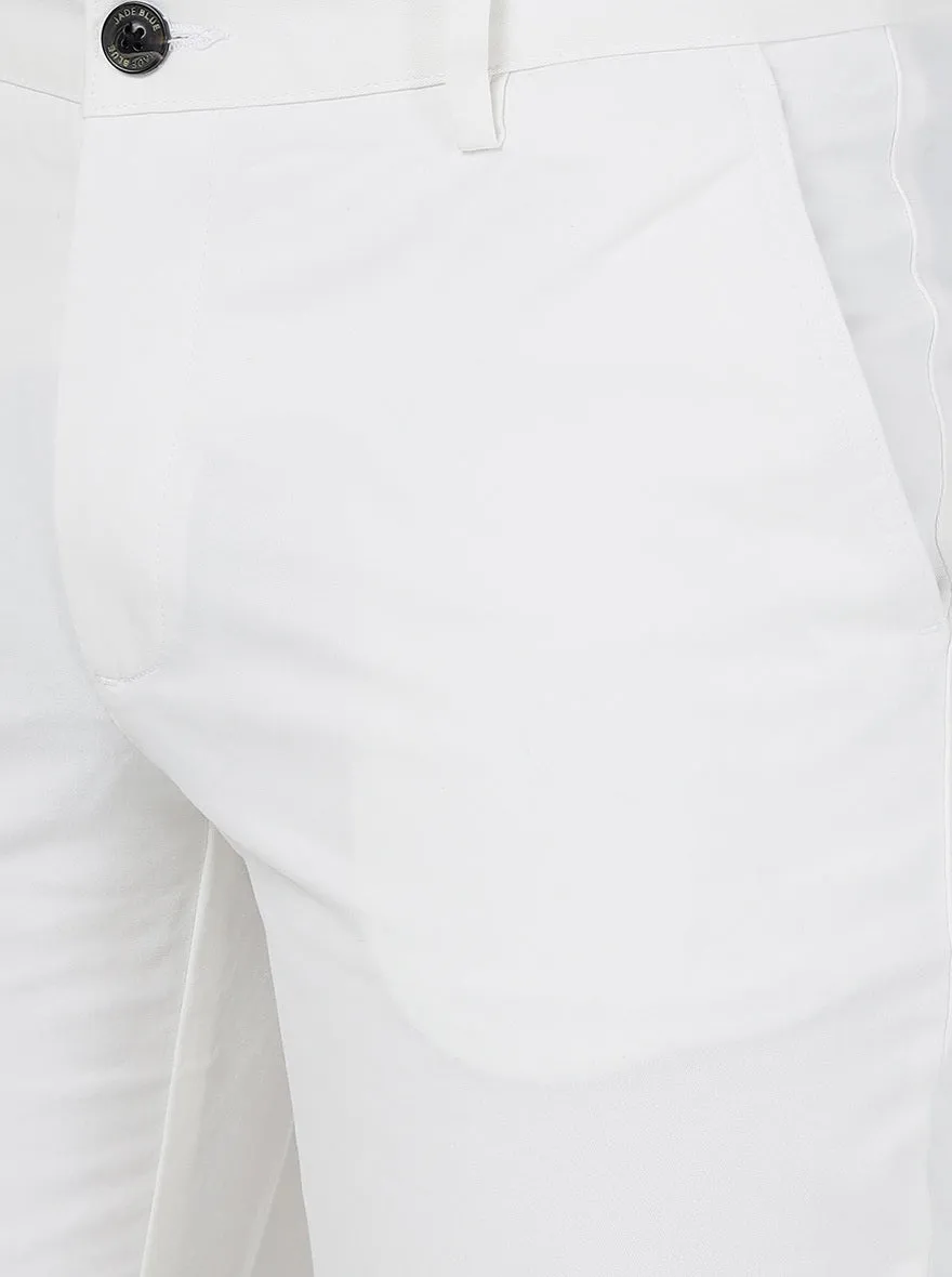 White Solid Uno Fit Casual Trouser | JadeBlue