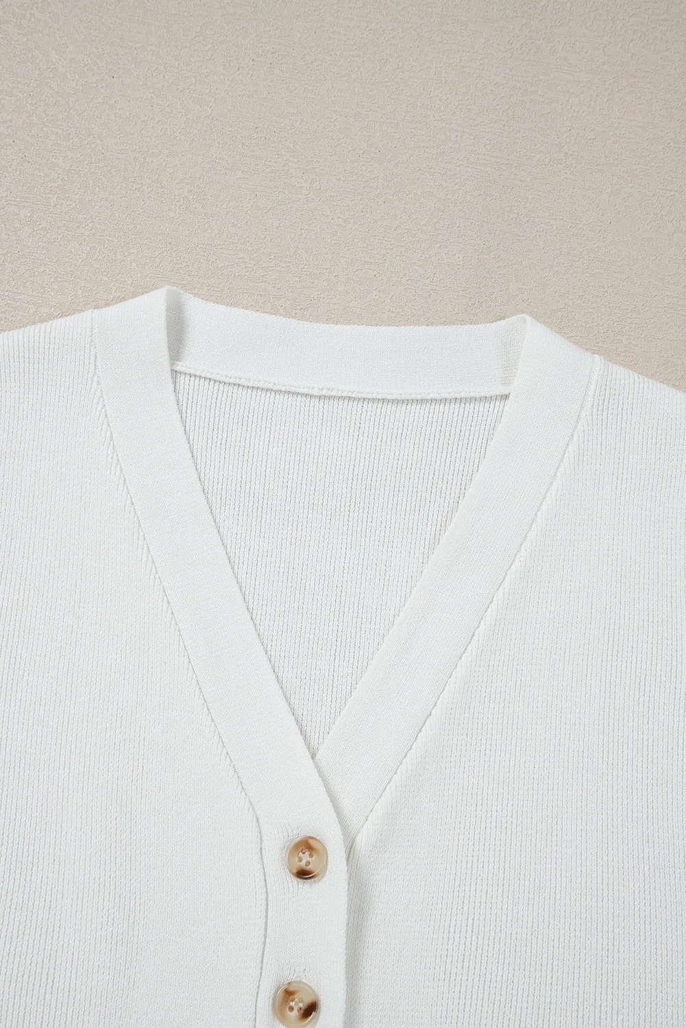 White V Neck Buttoned Sweater Vest