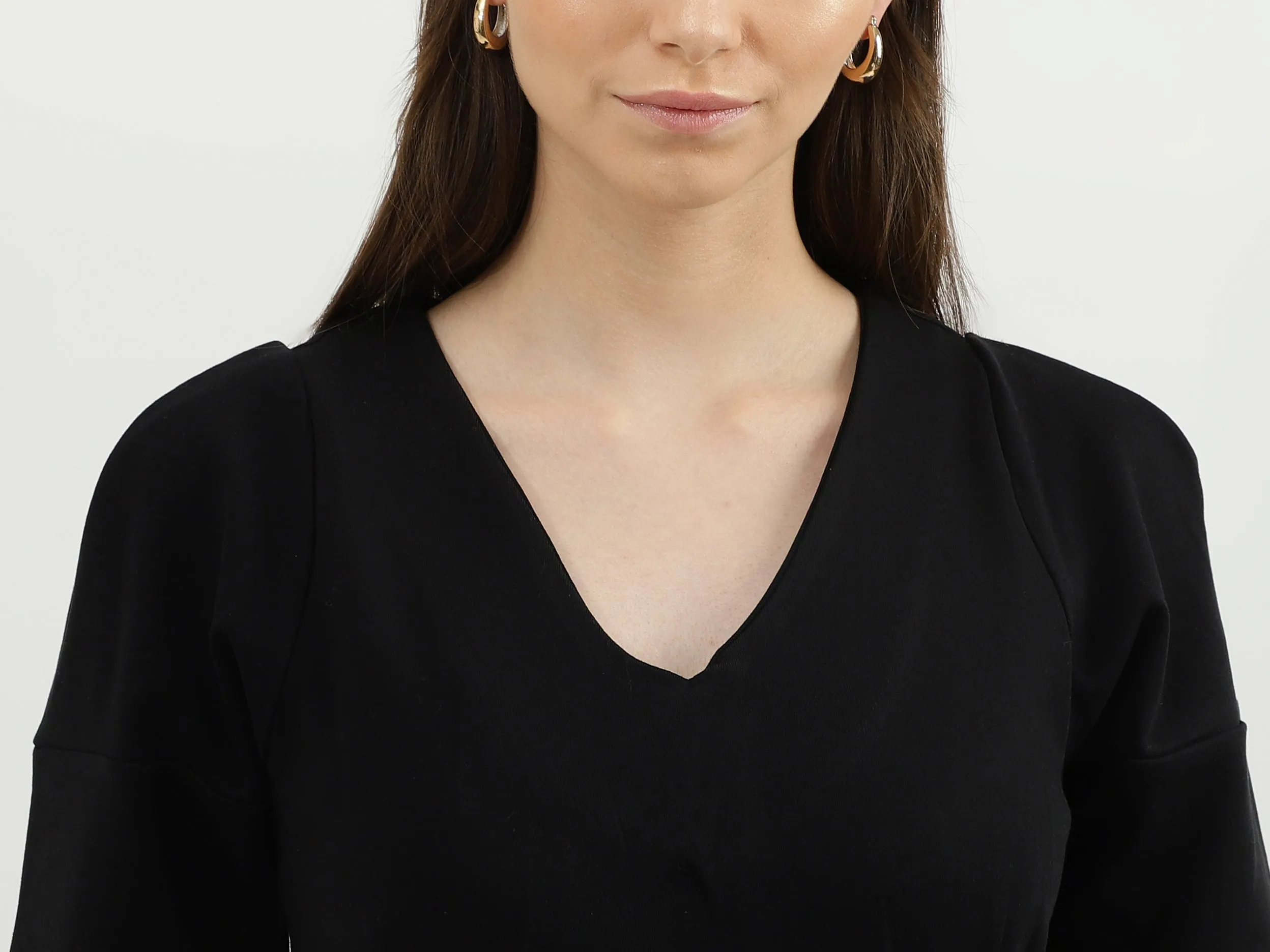 Women Solid V-Neck Dress
