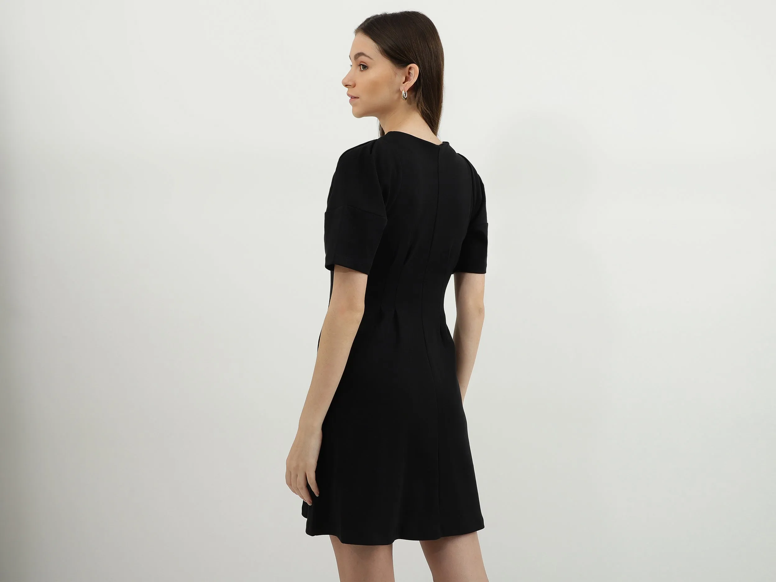 Women Solid V-Neck Dress