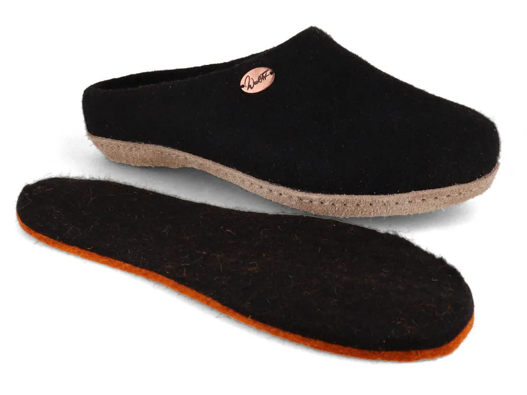 WoolFit® handmade Felt Slippers | Classic, black
