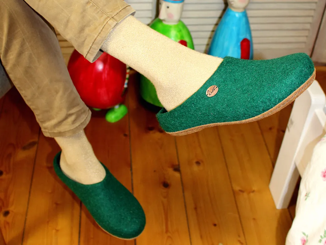 WoolFit® handmade Felt Slippers | Classic, dark green