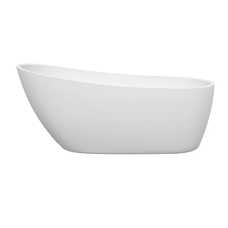 Wyndham Collection Florence 68 inch Soaking Bathtub in White with Brushed Nickel Trim