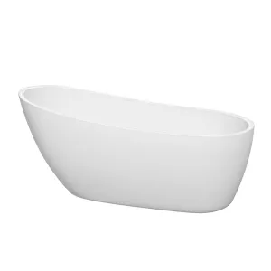 Wyndham Collection Florence 68 inch Soaking Bathtub in White with Polished Chrome Trim