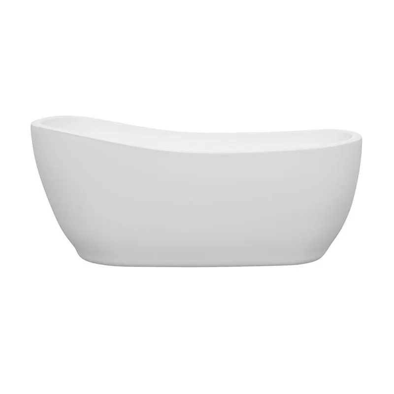 Wyndham Collection Margaret 66 inch Soaking Bathtub in White with Brushed Nickel Trim